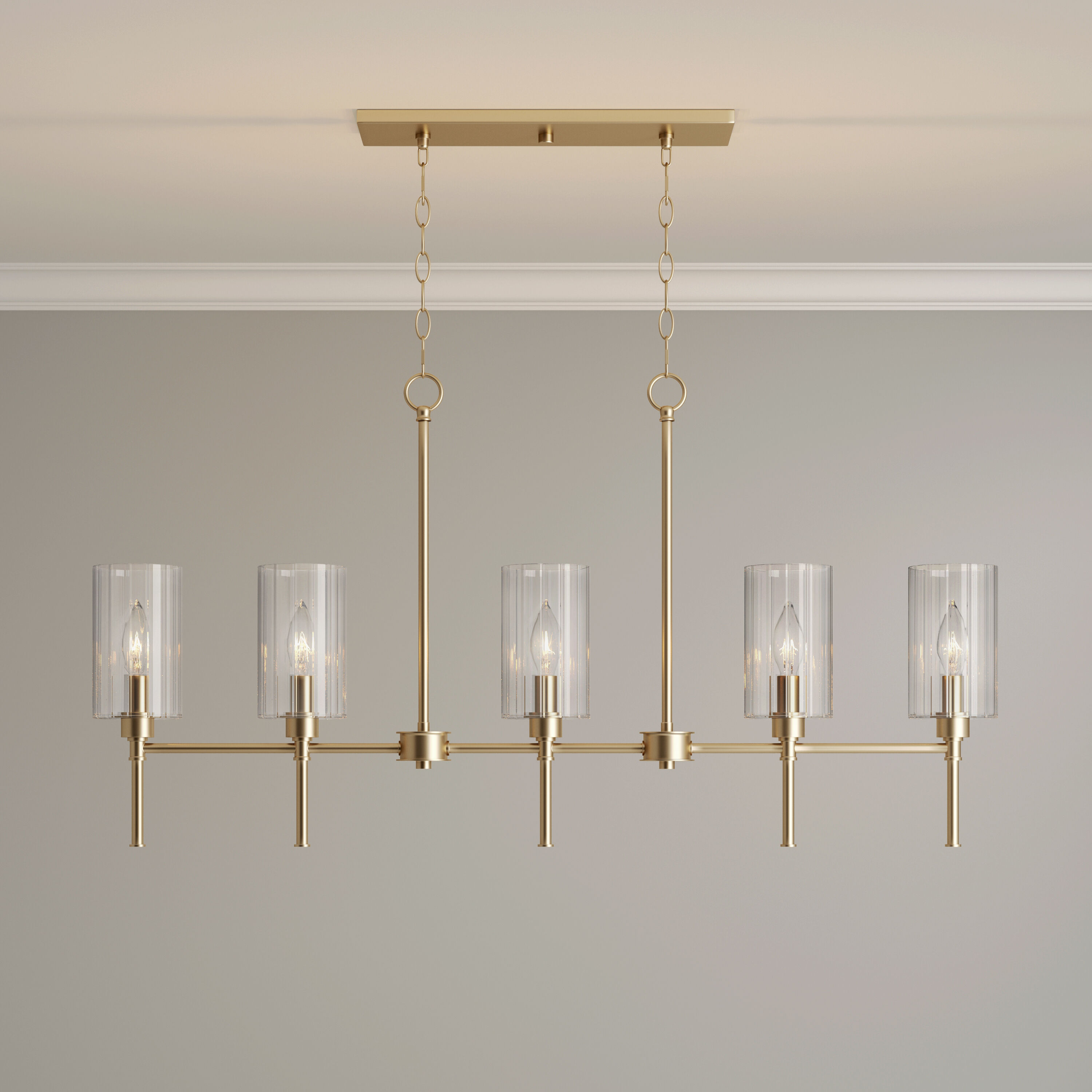 Chastine 5 Light 36 inch Modern Gold Linear Chandelier Ceiling Light